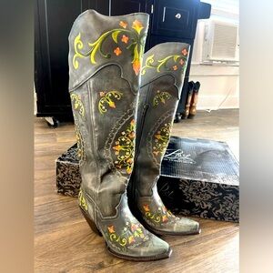 Dan Post Genuine Leather over the knee Cowboy boots. Worn once. Size 9.5